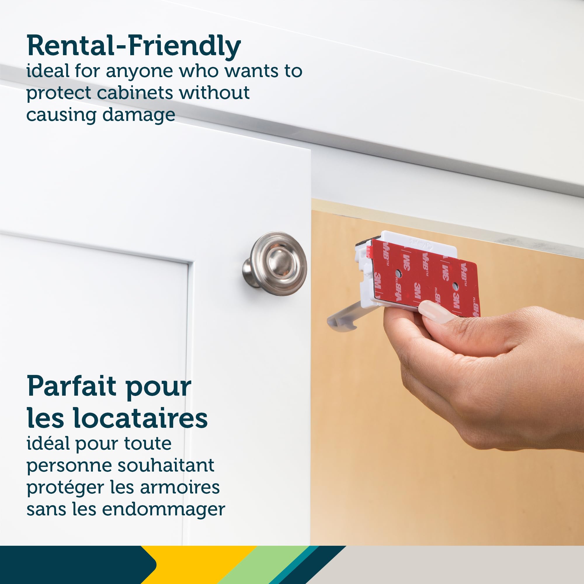 Safety 1st Pestillo Adhesivo para gabinete, 4 Piezas, para protección de niños, Color Blanco, Talla única