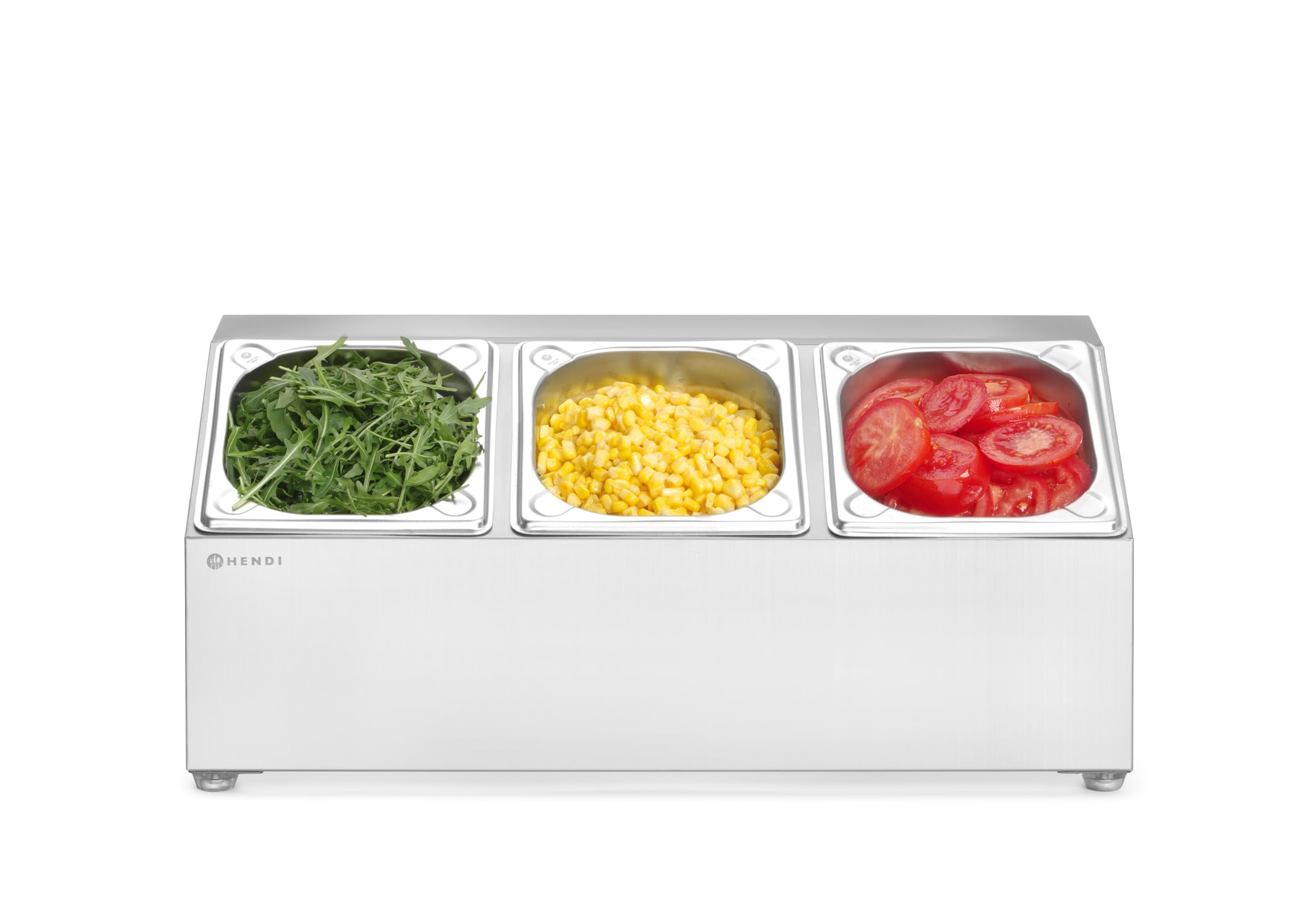 HENDI Soporte para Recipientes Gastronorm, Organizador de Cocina con 3 Compartimentos (3x GN 1/6), Antideslizante y Montaje en Pared, 512x245x(H)215mm, Acero Inoxidable