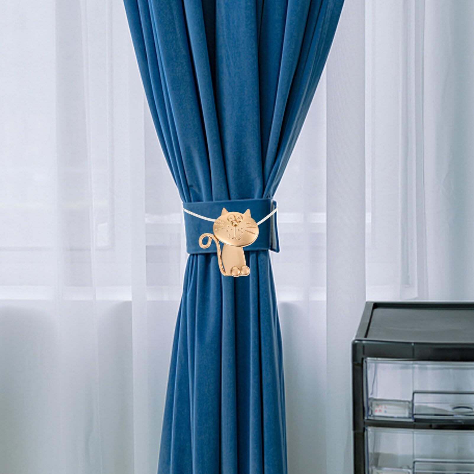 VIFERR Embrasses Magnétiques Pour Rideaux, 2 Pièces En Métal En Forme De Chat Clip Porte-Rideaux Accessoires Support De Retenue Pour Rideaux De Fenêtre