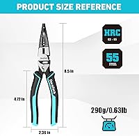 Vista 6 de DURATECH Alicates de punta de aguja 6 en 1, alicates de punta larga multiusos de 8.5 pulgadas con función de pelacables, crimpador/cortador