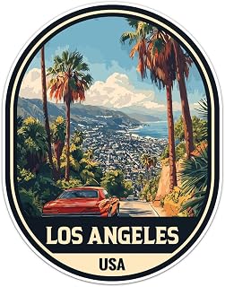 USA Los Angeles City Sticker - Waterproof Vinyl Decal for Car Bumper, Laptop, Luggage, Water Bottle, Phone Cases, Wall, Window, Sticker Size - 6'' Longer Side