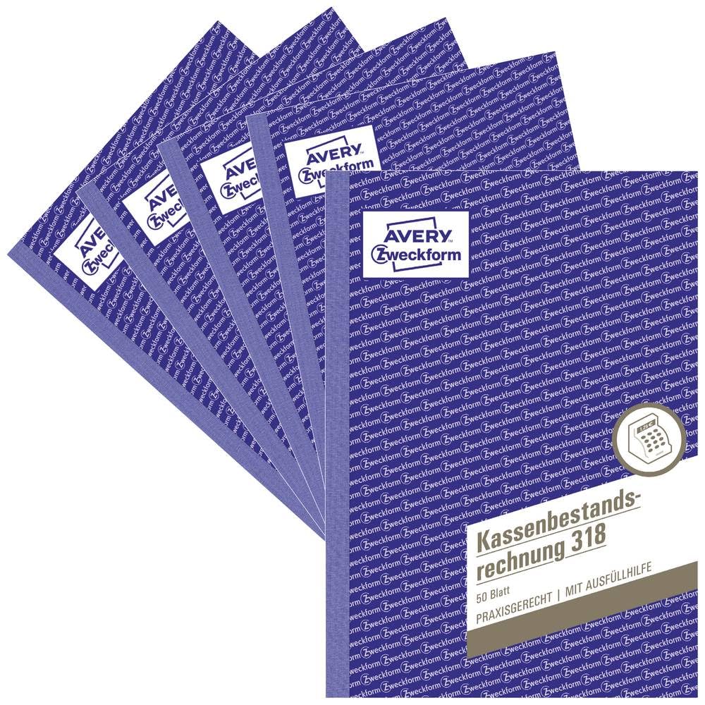 Avery Zweckform 318-5 A5 Cash Statement Pad 50 Sheets 5-Pack