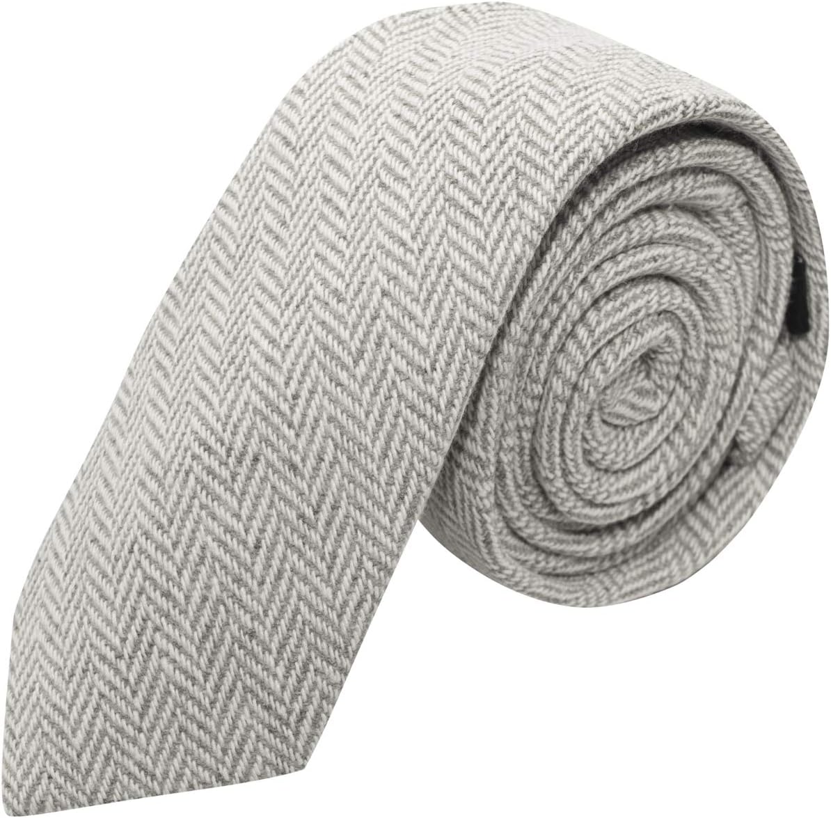 King & Priory Silver Grey & Cream Herringbone Necktie