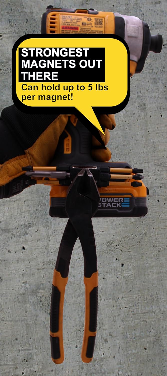 Compatible for Dewalt 1/4" Drill Bit Holder USA Made and Patent Pending- Pack of 2, Dual Magnets, 6 Bit Holder, Carbon Fiber Reinforced, Cordless Tools, Impact Drivers, Accessories