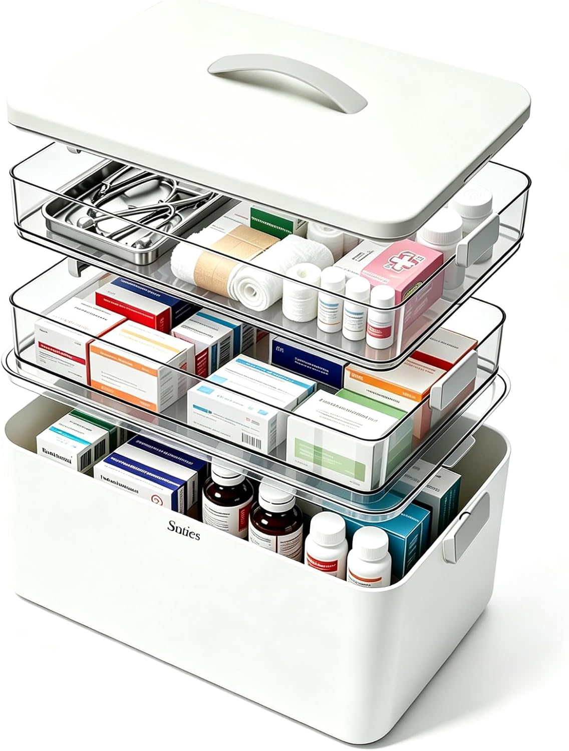 3-Tier ExtraTall Medicine Cabinet Organizer - Medicine Cabinet with Handle Multipurpose Medicine and Pill Bottle Organizer for Bathroom Cabinets, Pantry Shelves, Dorm Rooms, Home Storage, and Travel