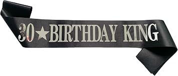 30th Birthday Sash,#39;30 BIRTHDAY KING Birthday Sash for men Black Sash with Silver Foil Letter 30th Birthday sash for men Party Decorations Favors Black Silver