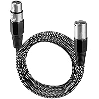 Vista 21 de Cable XLR de 3 pies/2 unidades, cable de micrófono Nylong trenzado equilibrado XLR macho a hembra, cables de conexión de micrófono de alta
