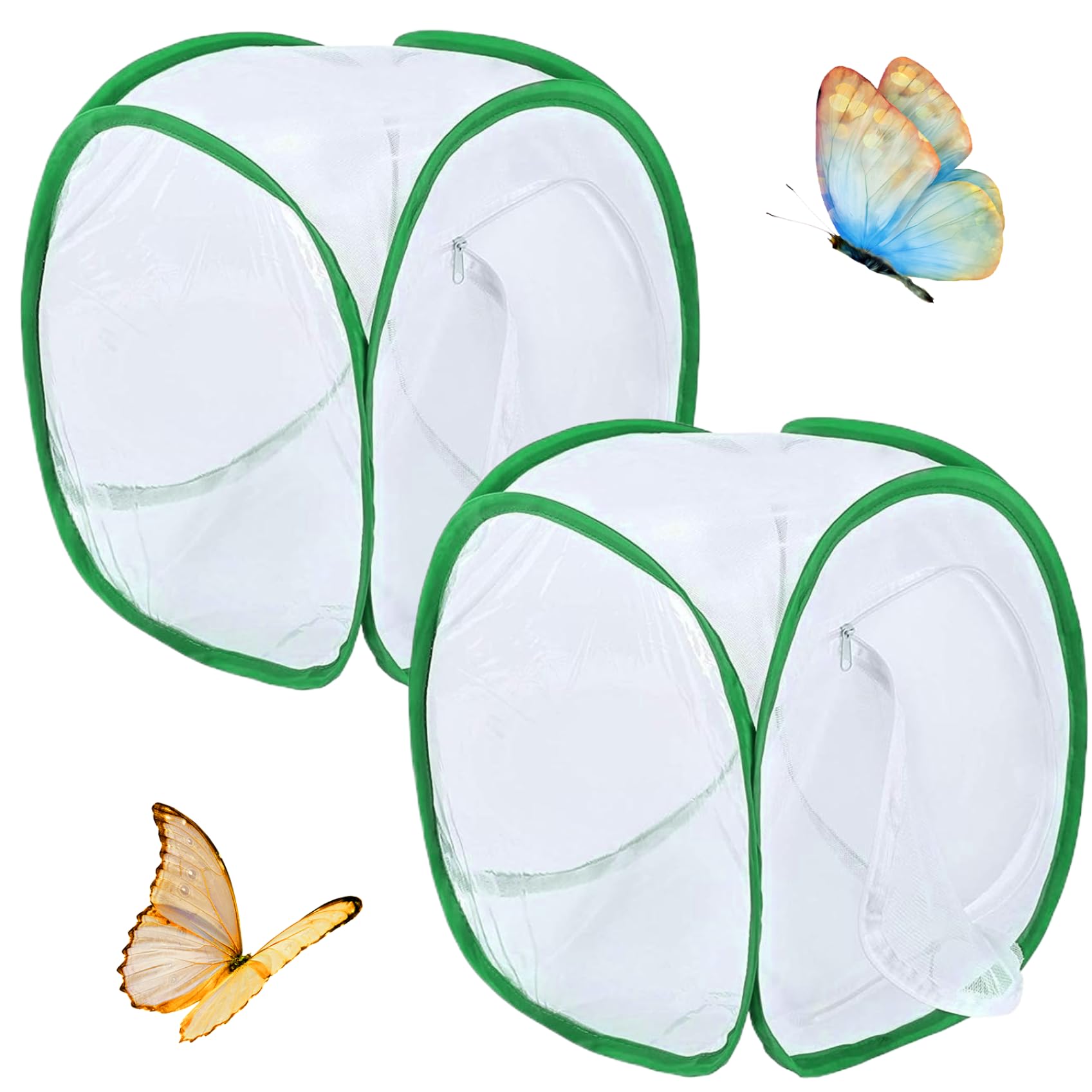 Cage à papillons pliable en maille de 12x12x12 pouces pour l'élevage des chenilles lot de 2
