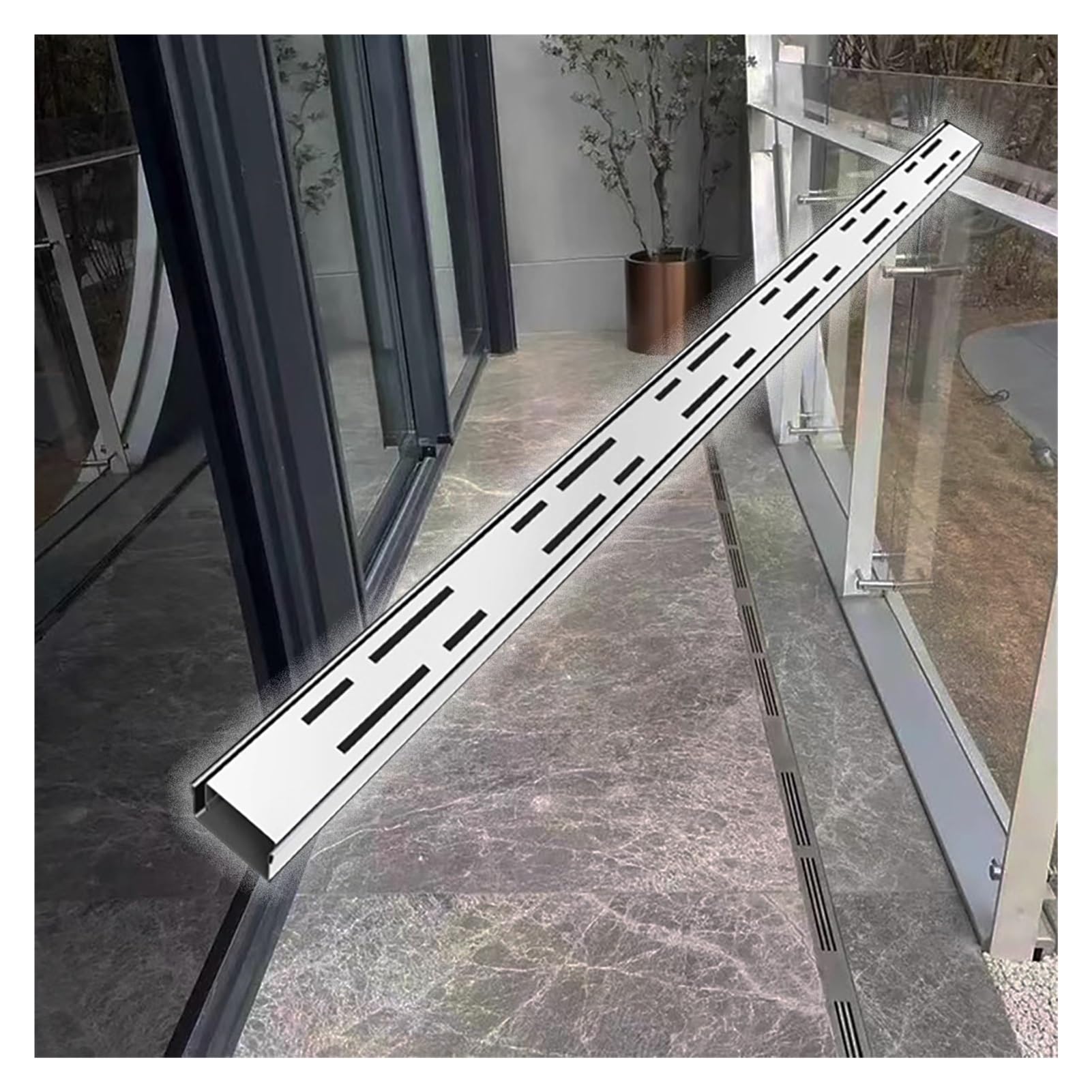 Caniveaux de drainage minces en acier inoxydable pour cour et terrasse - Kit de 1 à 5 pièces