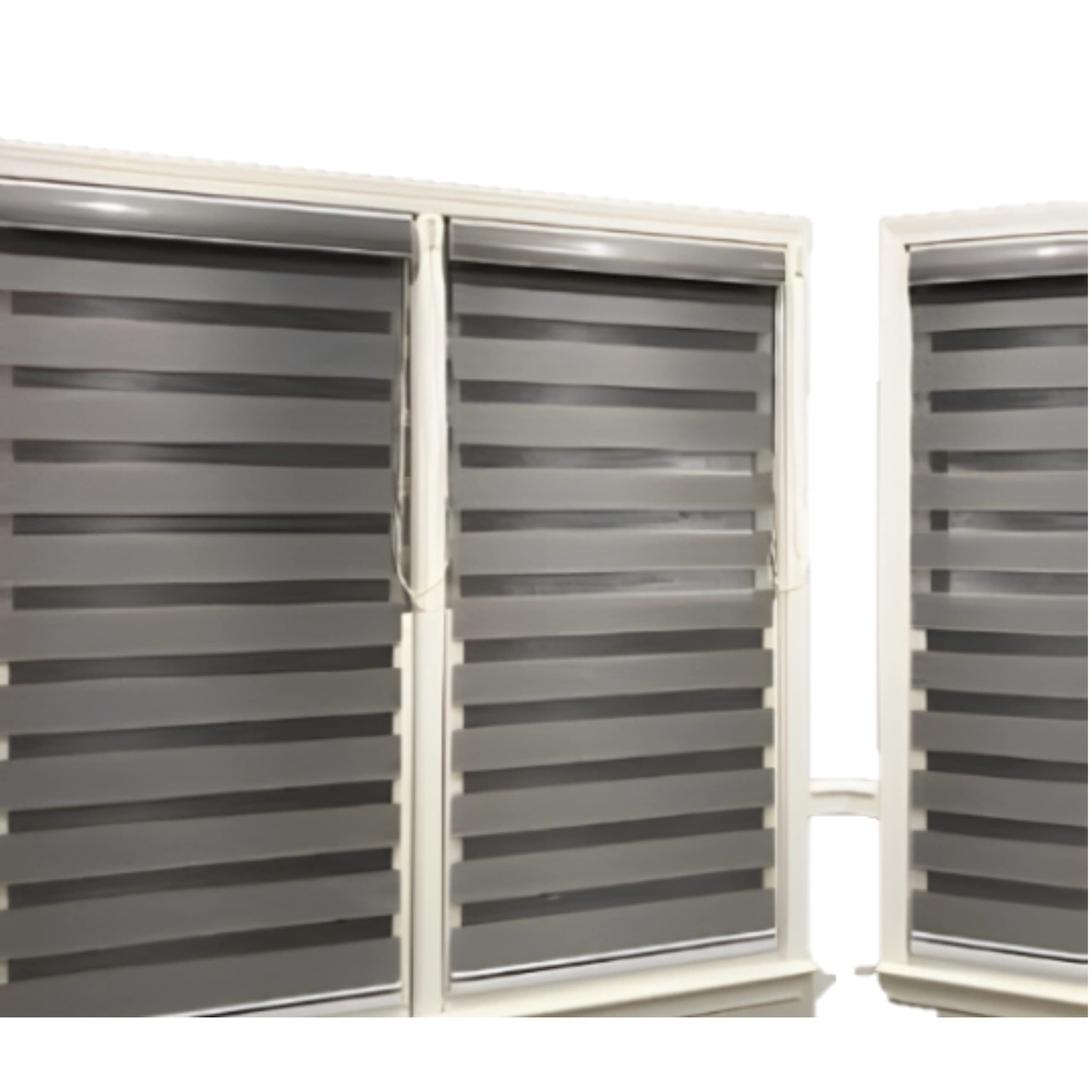 Funky Gadgets Day Night Blinds Double Layer Sheer Fabric blinds Windows Curtains For Bedroom Easy Fit Drilling & No Drilling Opaque Shades Zebra Roller Blinds Grey, 64cm W x 165cm L