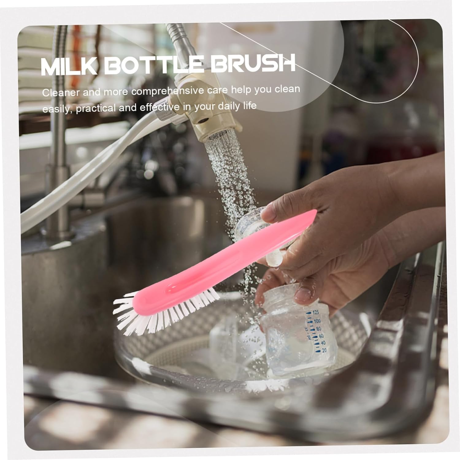 Kisangel 2pcs Straw Bottle Brush Set Narrow Bottle Cleaning Brush Kit Soft Bristles Tool