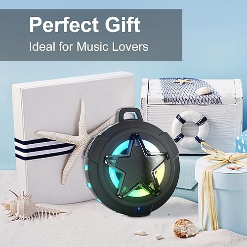 Miniatura 7 de EBODA Altavoz de ducha Bluetooth, altavoces portátiles impermeables IP67, flotante, tarjeta TF, pequeño altavoz al aire libre con luz LED, estéreo