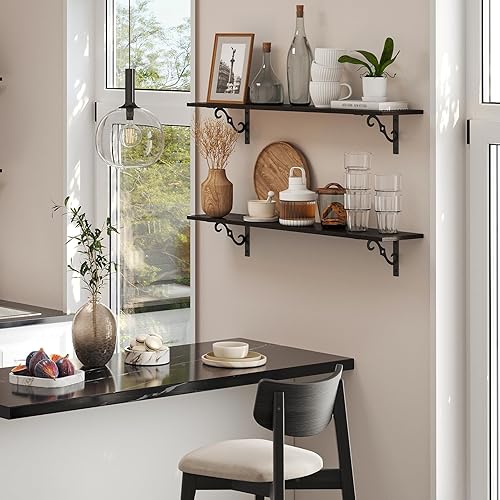 Miniatura 2 de DINZI LVJ Estantes largos de pared, estantes flotantes grandes de 31.5 pulgadas, juego de 2, estante de exhibición de granja montado en la pared con