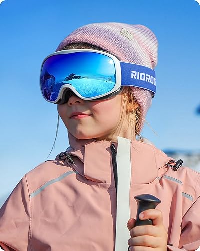 Miniatura 8 de Gafas de esquí para niños, gafas de nieve, regalos para niños y niñas, compatibles con gafas OTGcasco, protección UV