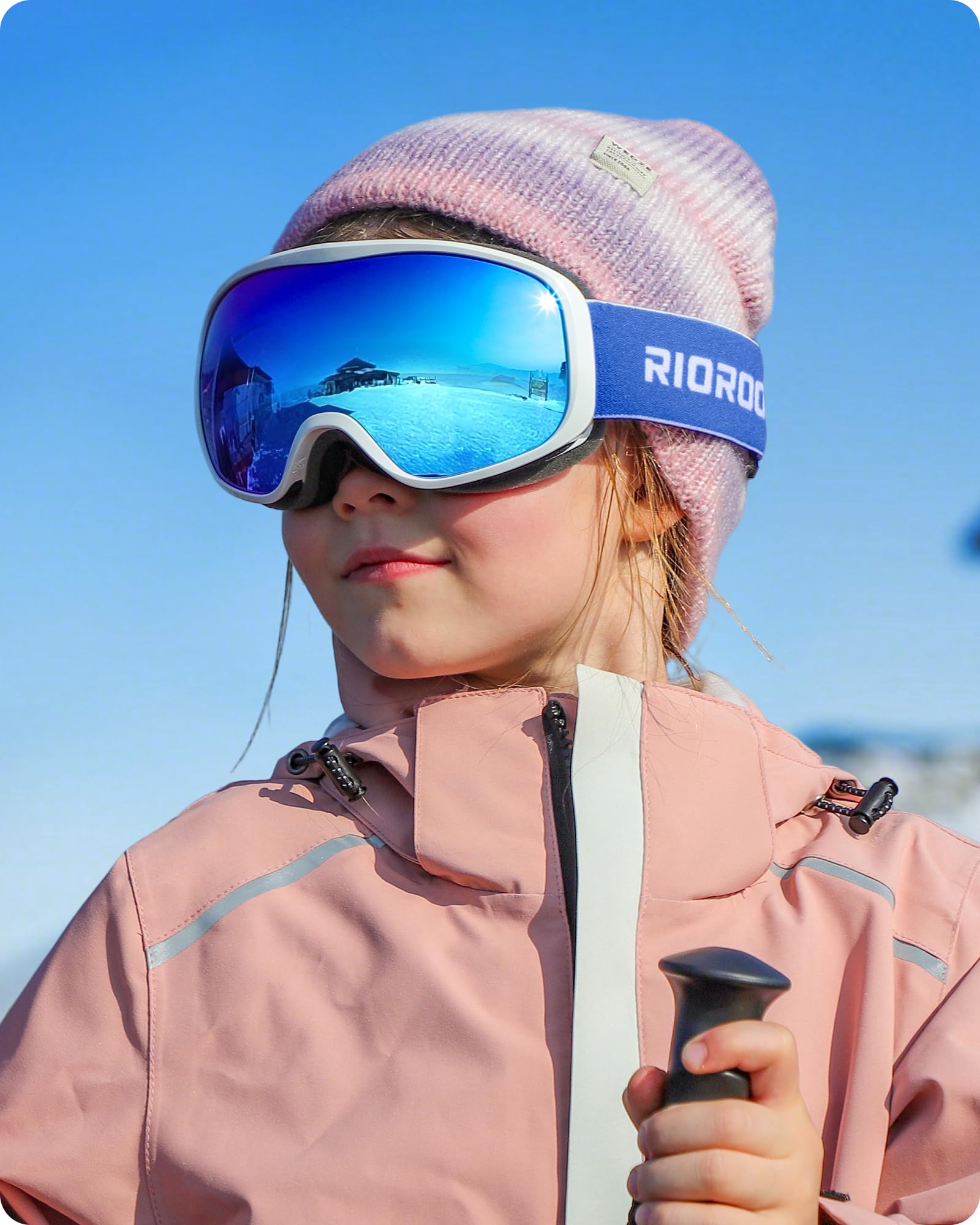 Gogle narciarskie dla dzieci, gogle śnieżne, prezenty dla chłopców, dziewcząt, małych dzieci, okulary OTG, kompatybilne z kaskiem, ochrona przed promieniowaniem UV