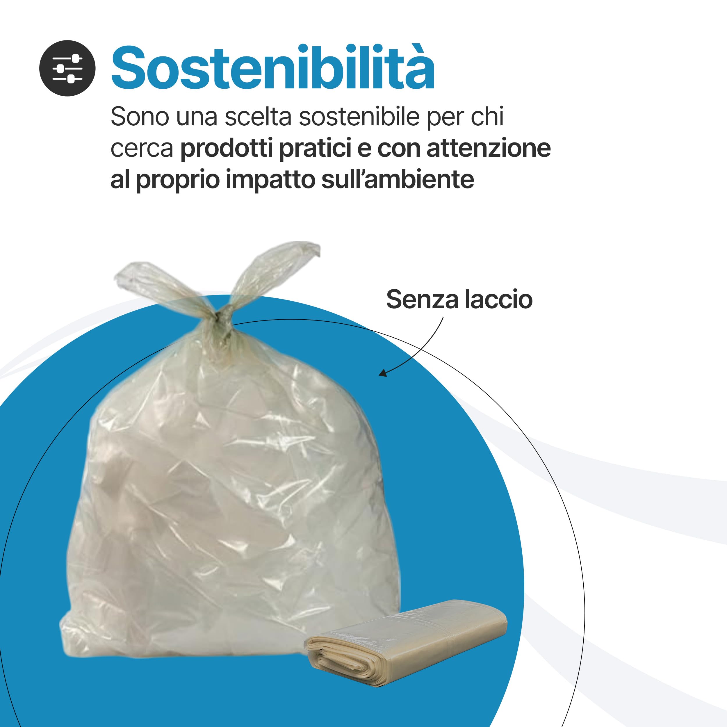 TOMAINO - Sacchi Spazzatura Grigio - Sacchetti Immondizia Confezione da 6 Rotoli - Sacchetti Spazzatura Resistenti Per La Raccolta Differenziata