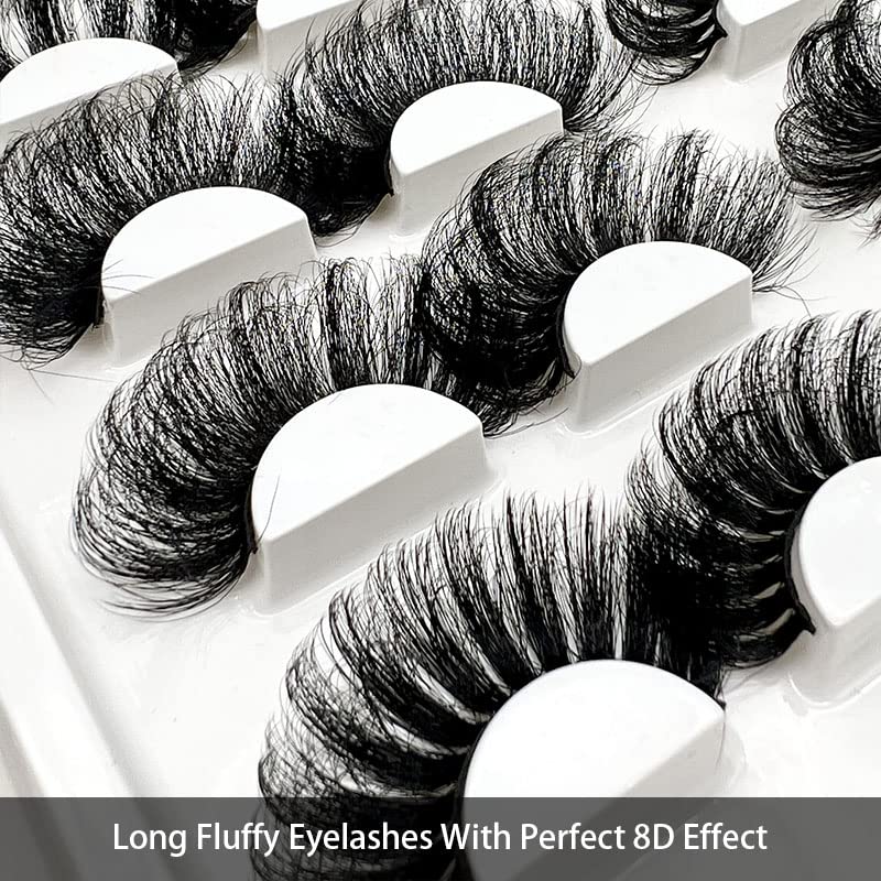 Ciglia lunghe in finto visone, effetto visone, extension per ciglia con curvatura a D, effetto 3D, 25 mm-30 mm, strisce morbide e sottili, incredibili per donne (5 paia 30 mm set2)