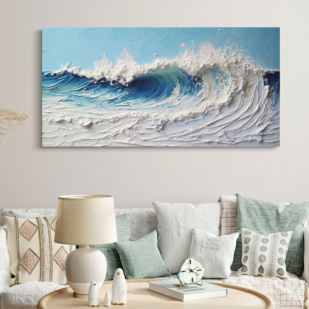 NANKAI Quadro Astratto Bianco E Nero - Dipinto A Mano Su Tela 60x120 Cm