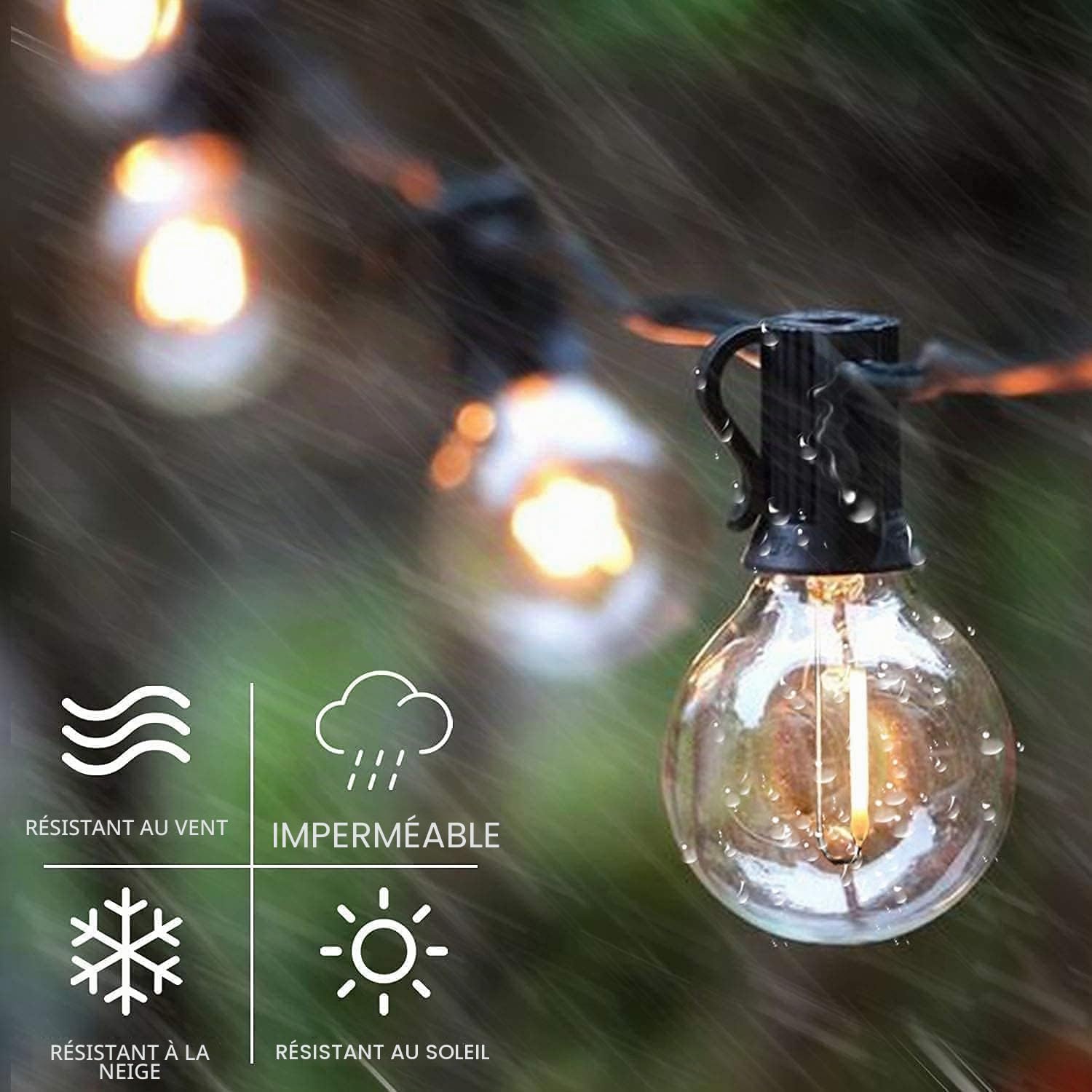 Svater Guirlande Lumineuse Exterieure, 60M Guirlande Guinguette Extérieur avec G40 104 Plastique LED Ampoules, IP45 Étanche Guirlande LED Lumière Deco Jardin Fête Terrasse Mariage, Blanc Chaud