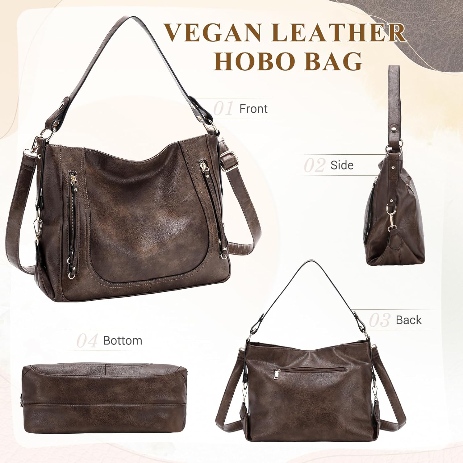 Kasqo Hobo Bags for Women,Large Ladies Purses and Handbags Vegan Leather Shoulder Bags Fashion Satchel Bag Tote Bags