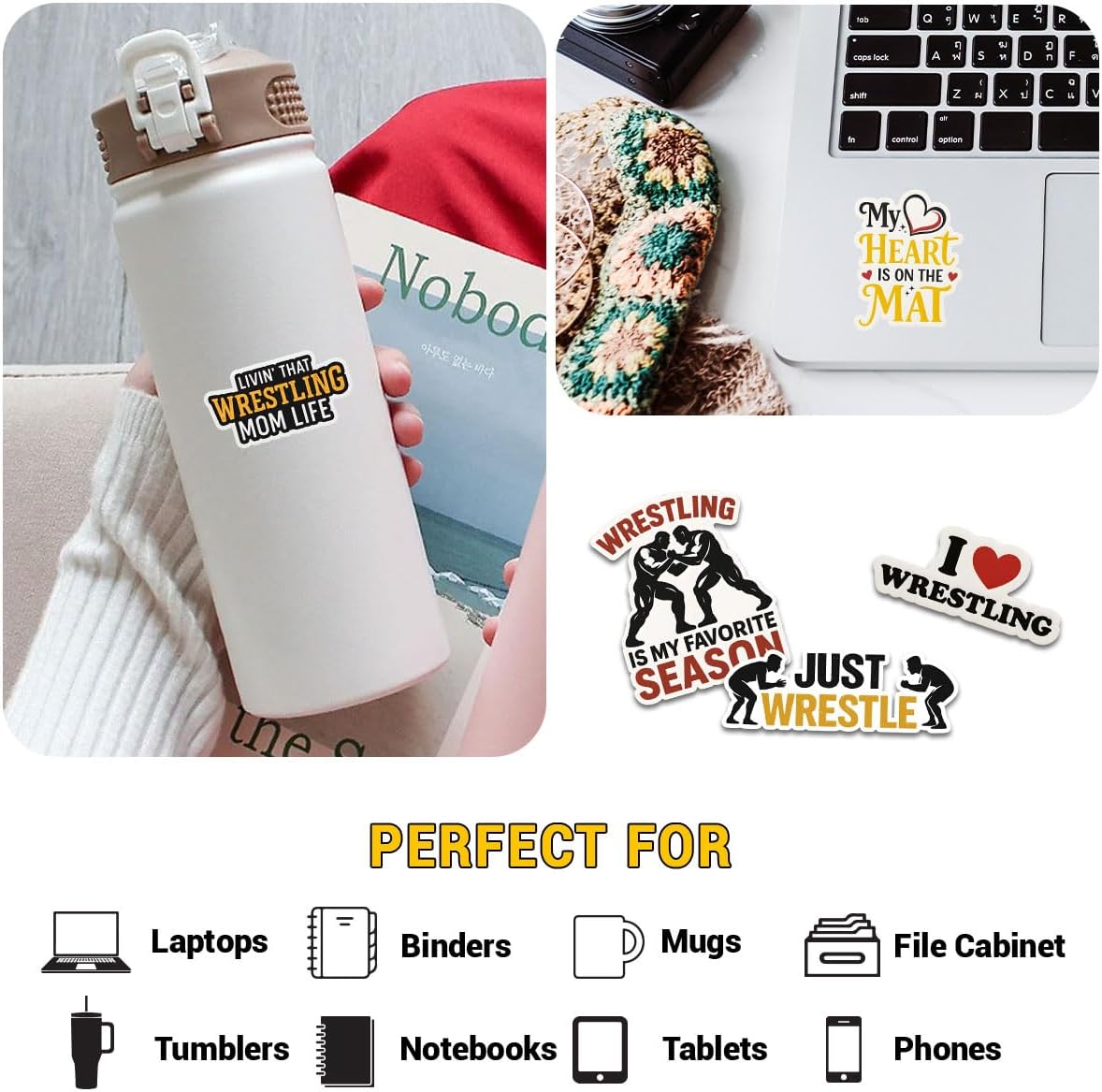 10 Pcs Wrestling Stickers, Funny Wrestling Mom Quotes, Sports Vinyl Decals for Wrestlers and Fans, Waterproof Stickers for Laptops, Water Bottles, Gear, Perfect Gifts for Wrestling Lovers - Image 7
