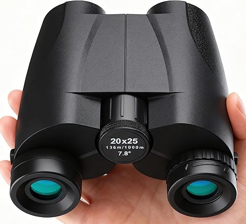 Binoculares para adultos y niños, prismáticos compactos de alta potencia de 20 x 25 con visión de poca luz para observación de aves, ocular grande,