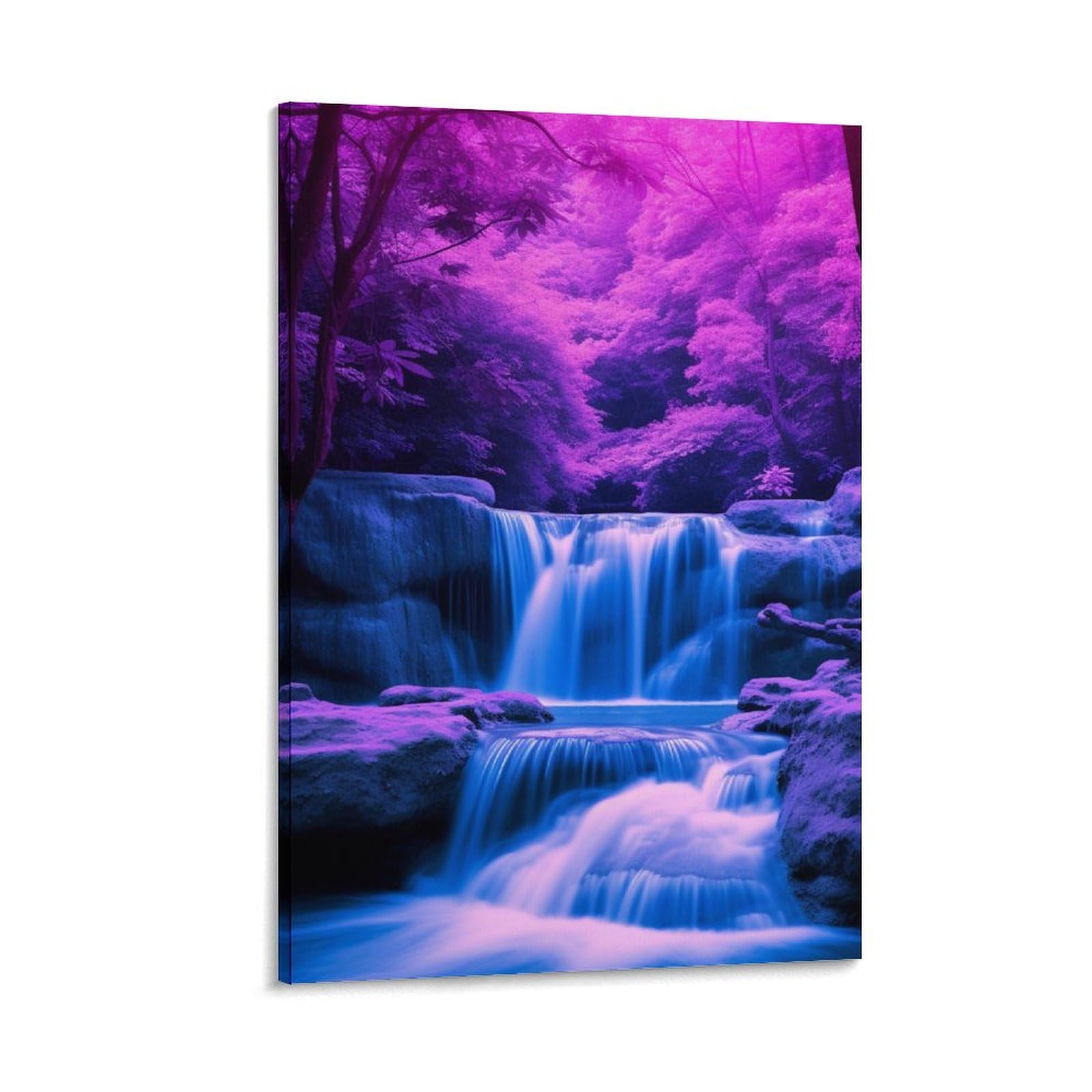 Toile cascade forestière 40x60cm pour agrandir un salon moderne - 6