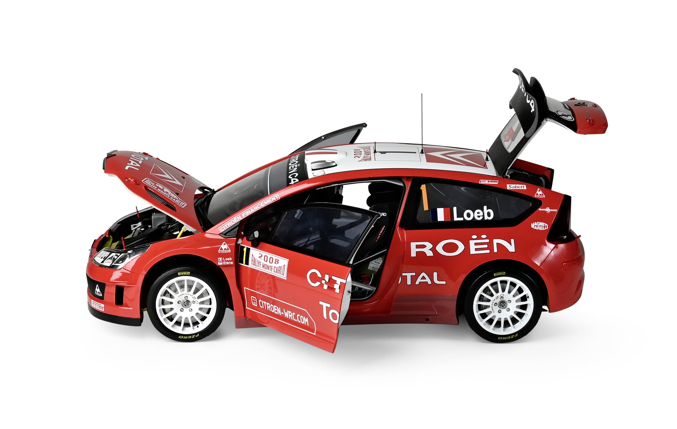 IXO Collections 1:8 1:8 IXO Citroen C4 WRC – modelarstwo, model stojący, wysokiej jakości zestaw do budowania, zestaw modelarski, funkcja oświetlenia, funkcja dźwięku, zestaw do montażu