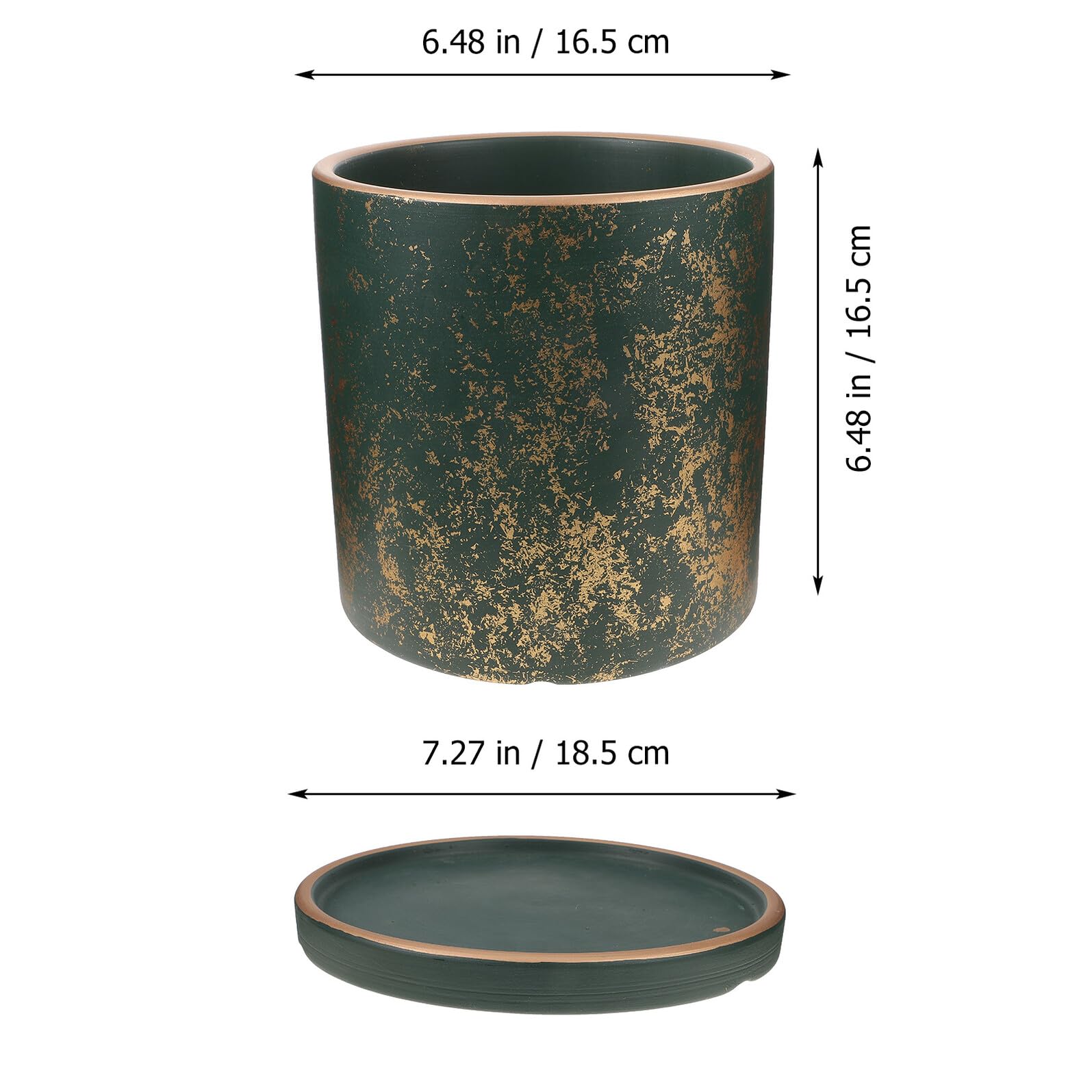 Toyvian Vaso in Ceramica per Piante Grasse e Piccole Piante con Fori di Drenaggio e Vassoio, Forma Rotonda Versatile per Balcone e Ufficio, 17 Cm
