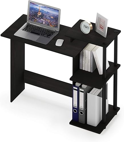 Miniatura 7 de Furinno Efficient Home - Escritorio para computadora portátillaptop con estantes cuadrados color espressonegro Americano/Negro, Negro / Gris,