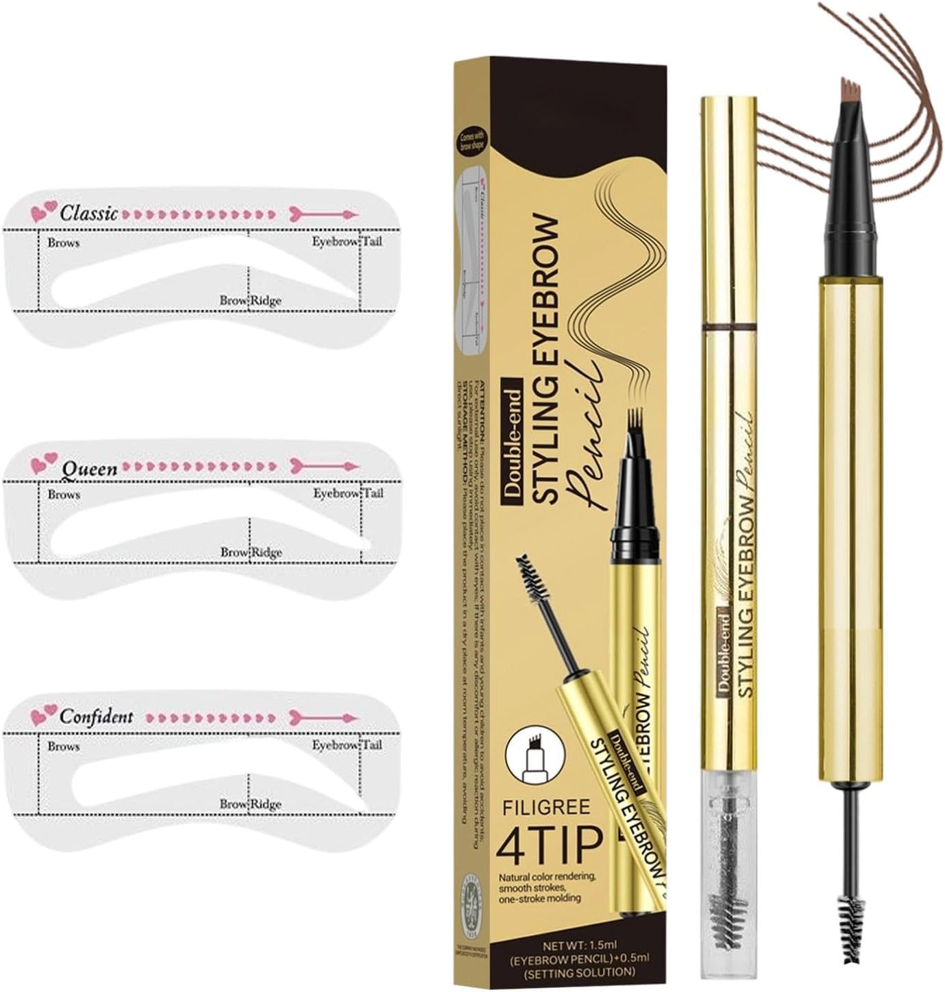 Eyebrow Pen, Portable Makeup Pencil, Waterproof Brow Definer, 575×0.43 Inches Beauty Tool with Built in Gel, Ideal for Gym Days, Daily Wear, Business Travel, Sports and Photoshoots