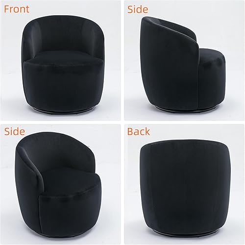 Miniatura 6 de Homtique Silla pequeña giratoria de barril, cómodas sillas redondas para sala de estar y dormitorio, sofá individual giratorio de 360 grados, silla