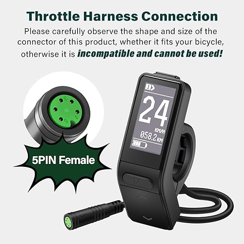 Miniatura 4 de Pantalla LCD Ebike hembra de 5 pines SW102 para Bafang BBS01B BBS02B BBSHD Mid Drive Motor, 0-9 niveles de asistencia de pedal Pantalla de