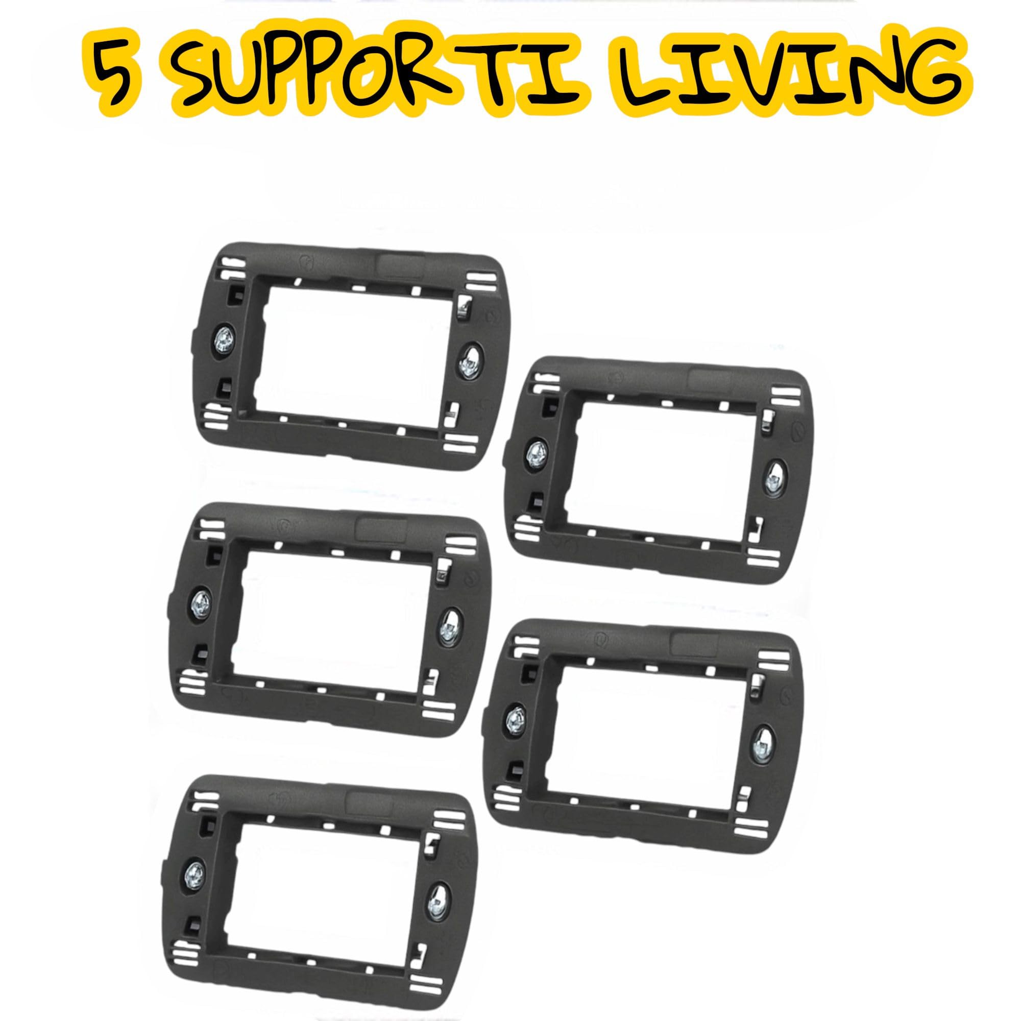 Topolenashop Juego de 5 soportes compatibles Bticino Living International y Living Light con marco universal para placas, interruptores y frutas eléctricas, montaje fácil en cajas estándar 503 460287