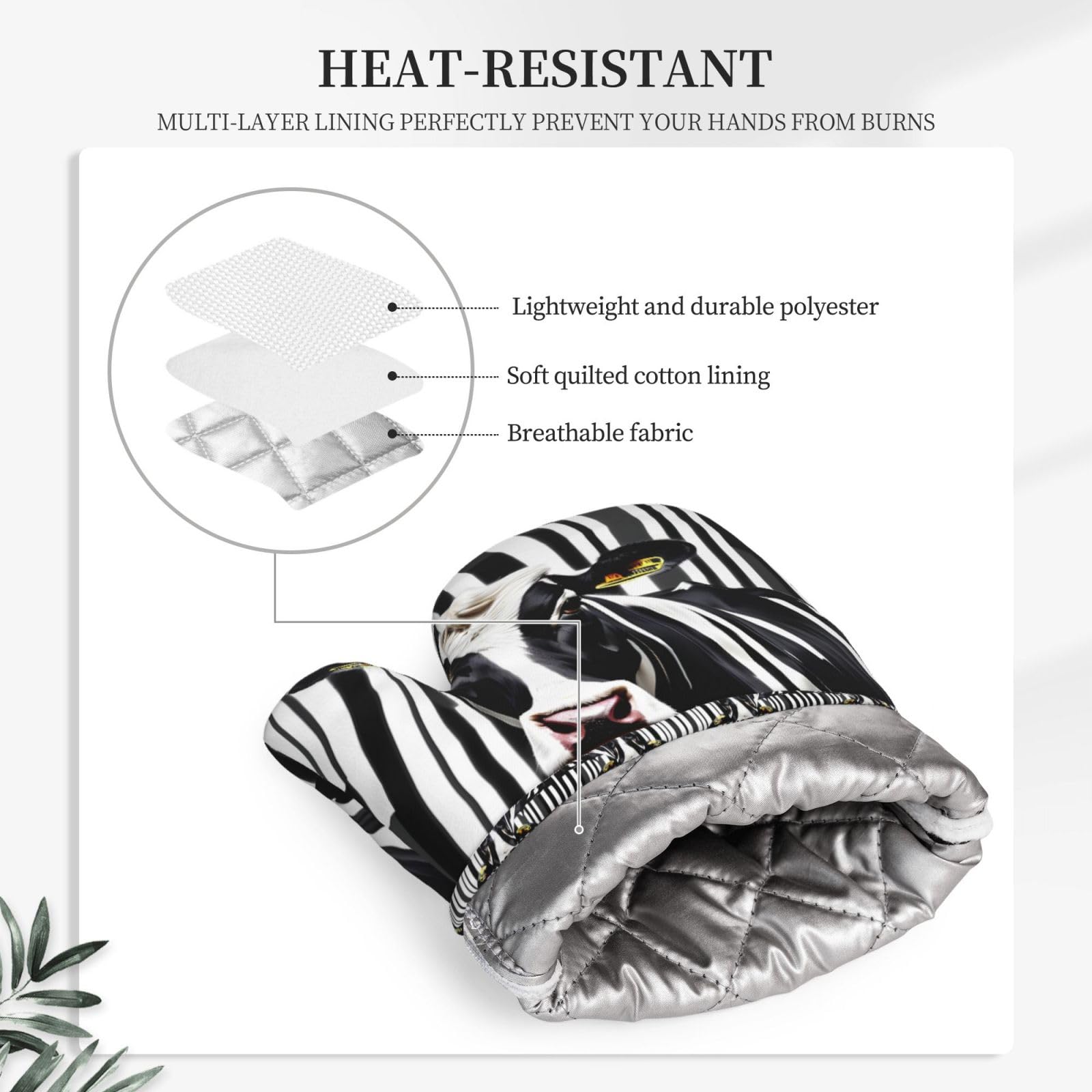 Set 2 Guanti Da Forno In Silicone – Antiscivolo, Impermeabili, Fodera Morbida, Protezione Polso 27,2 Cm (Nero) - 2