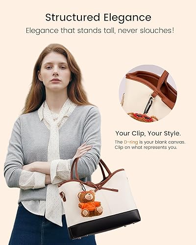 Miniatura 5 de LOVEVOOK Bolsos para mujer, bolsos de mano de cuero con cremallera, bolso cruzado con asa superior para mujer