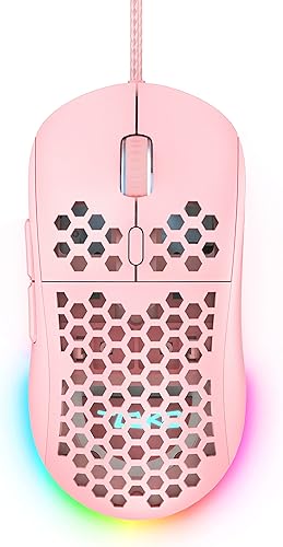 DIERYA M1SE Ratón con cable para juegos con carcasa en forma de panal, sensor óptico de 12800DPI, 6 macros programables, soporte de software para