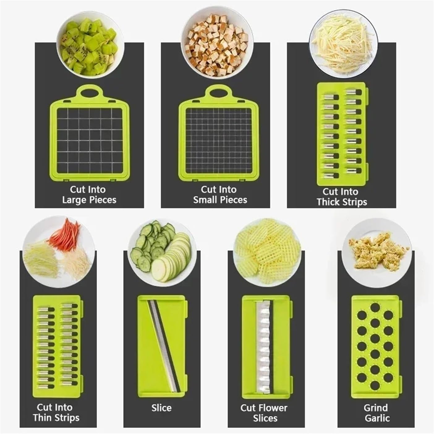 16-in-1 Vegetable Slicer and Chopper - Multi-Functional Kitchen Gadget for Onions, Potatoes, Fruits, and Vegetables(16 in 1 grey)
