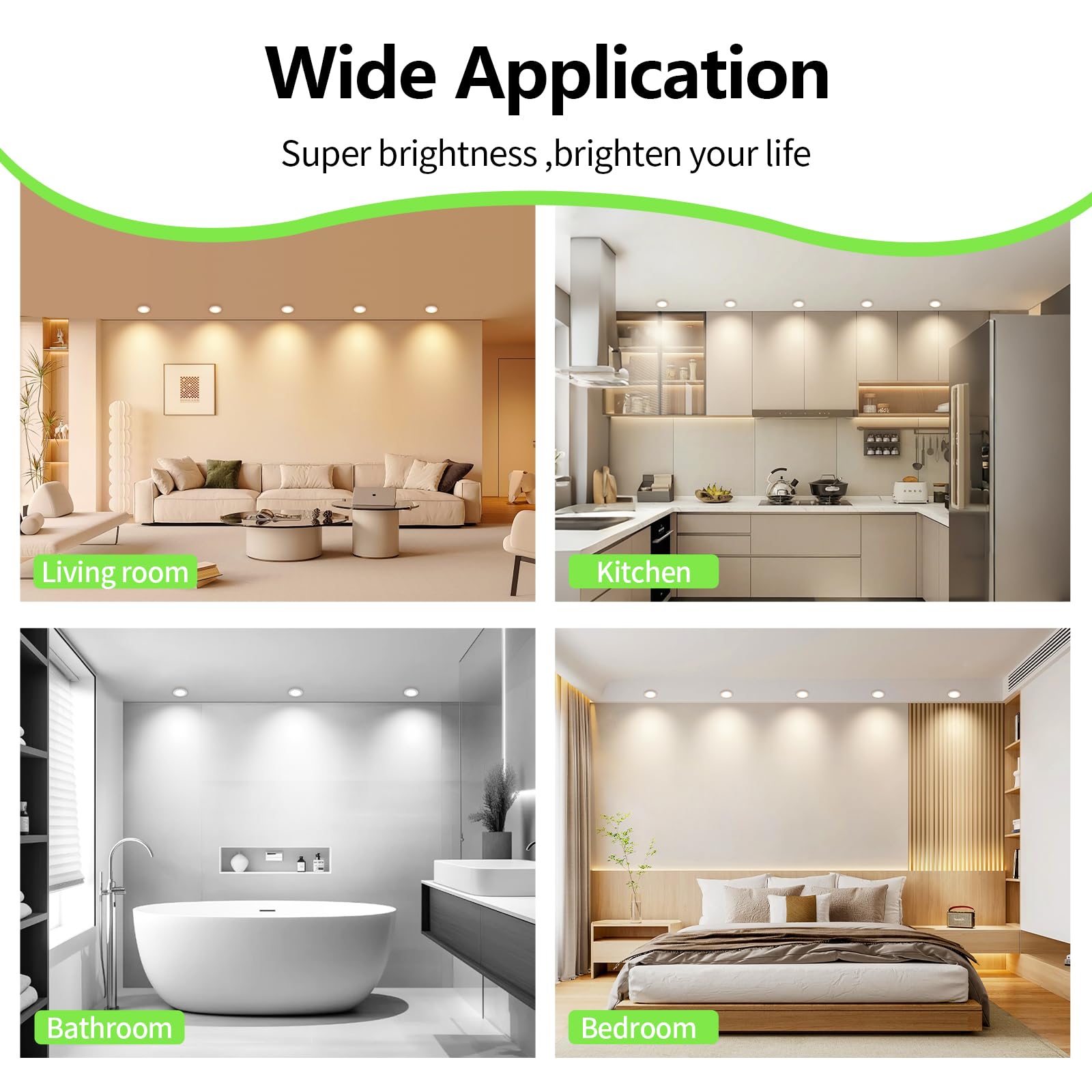 GeyouLux Faretti LED da Incasso per Cartongesso, 8W IP44 Dimmerabile 10-100% Faretti LED Soffitto, 2700K/4000K/6500K Dimensioni del foro 75-90 mm Faretto LED Interno Set di 6 Bianco