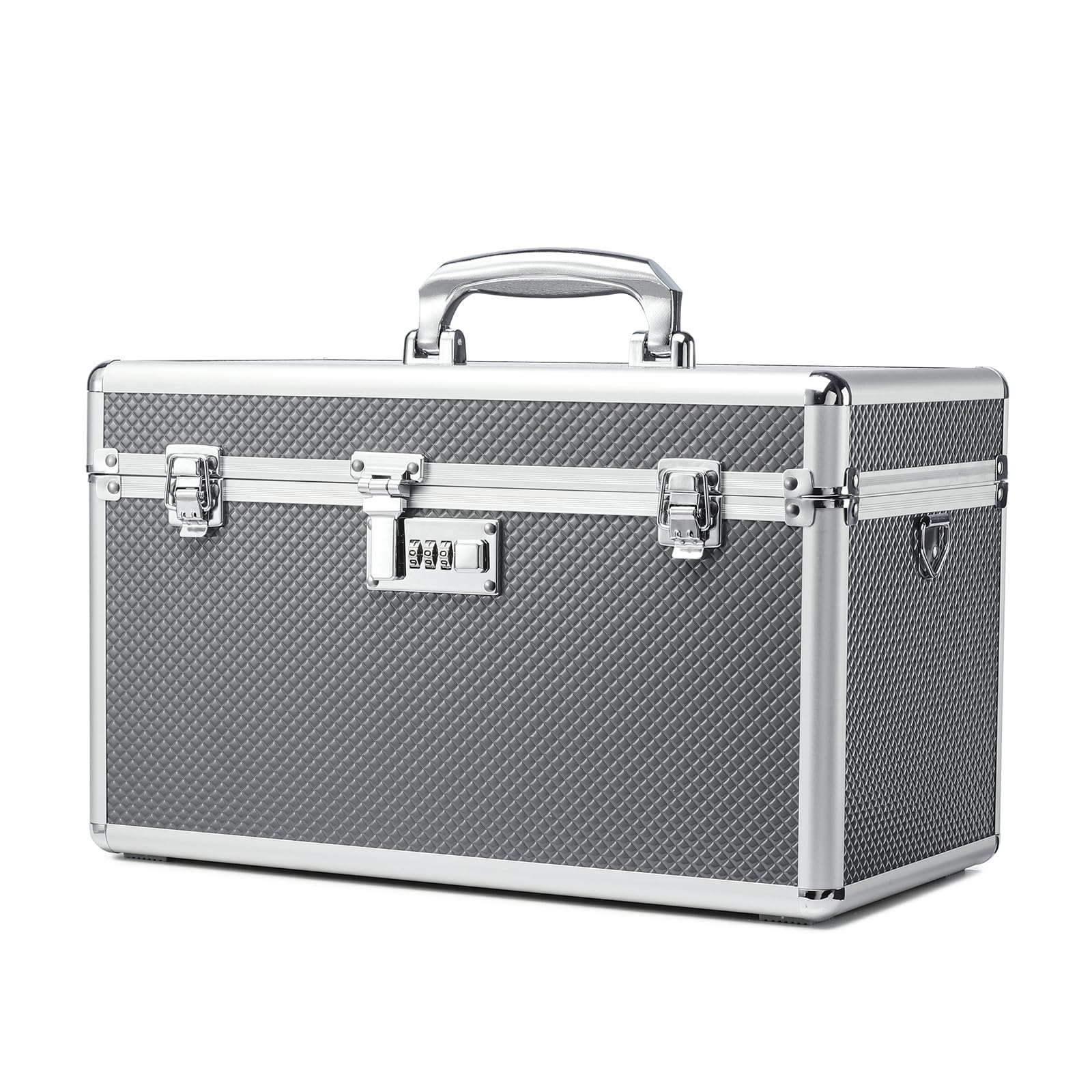 Hewei Works Gray Storage Box With Combination Lock, Lockable Medicine Storage Box, Security Lock Box, Portable Multipurpose Box For Home And Outdoor (, X-Large)