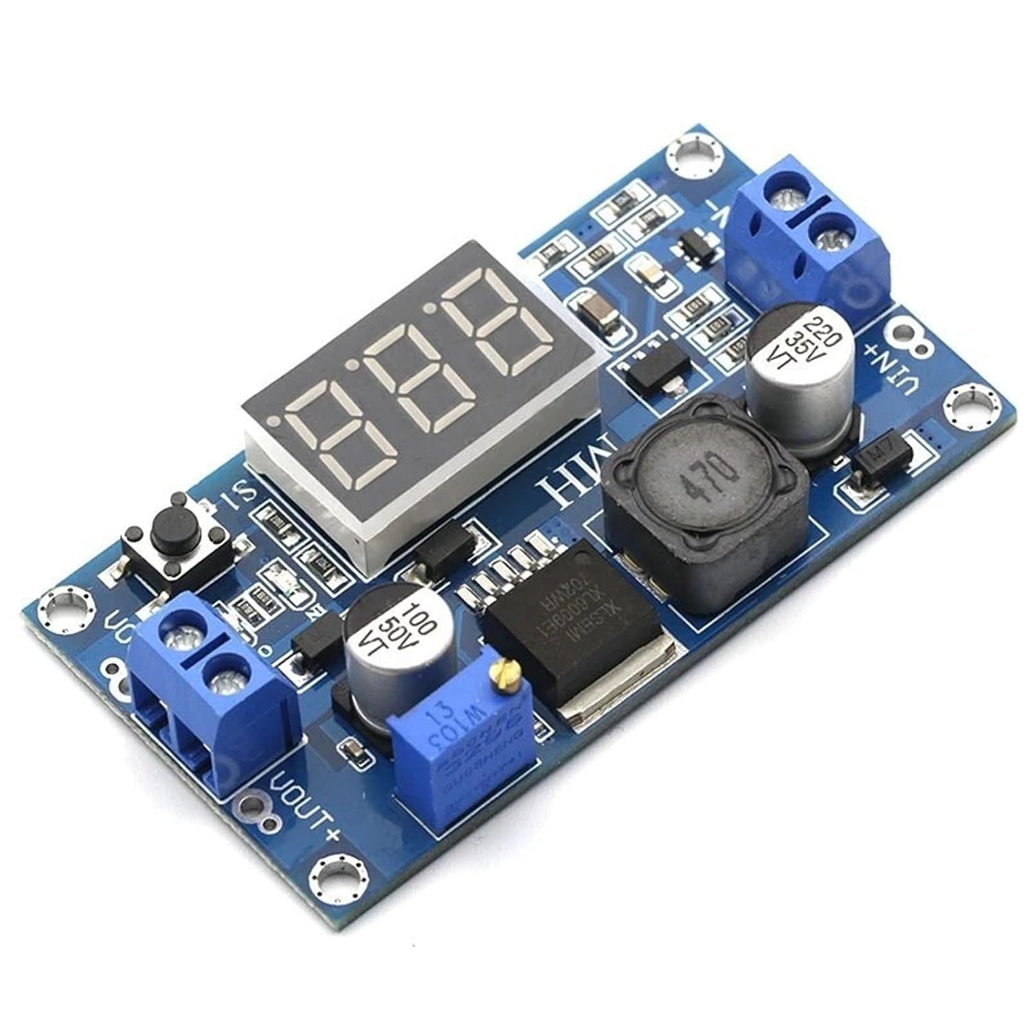 XL6009 Adjustable Boost Module LM2577 4.5-32 Liters 5-35 with Digital Voltmeter Display 1Pcs