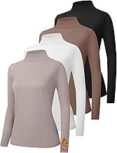 HOPLYNN 2/4 Pack Thermal Turtleneck Women Fleece Lined Turtle Neck Long Sleeve Shirts Mock Pullover Sweater Tops