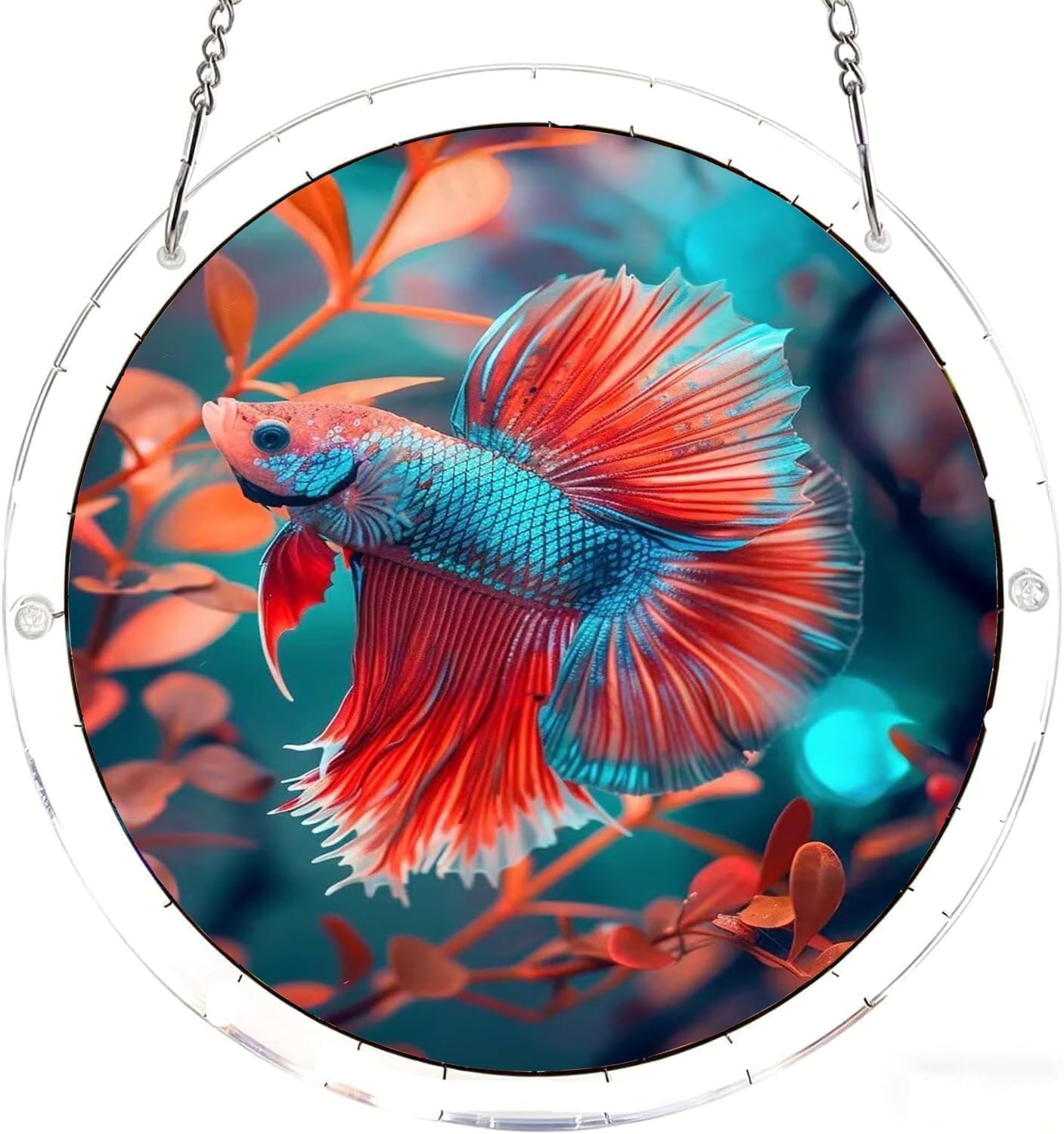 Colorful Fish Acrylic Jigsaw Puzzles Suncatcher, 8.2 Inch Window Hanging Suncatcher Acrylic Puzzle, DIY Home Decor Art Gift
