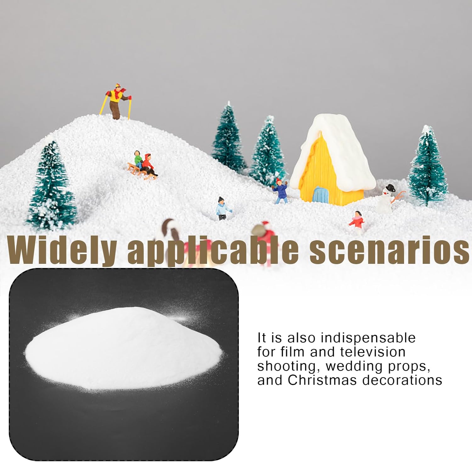 500g Christmas Fake Snow Decoration White Twinkles Artificial Flake Fake Snow Powder Filler Sparkling Artificial Snow for Christmas Village Decoration DIY Crafts