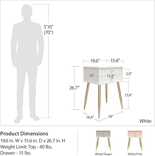 Miniatura 3 de Little Seeds Valentina - Mesita de noche con 1 cajón, color blanco