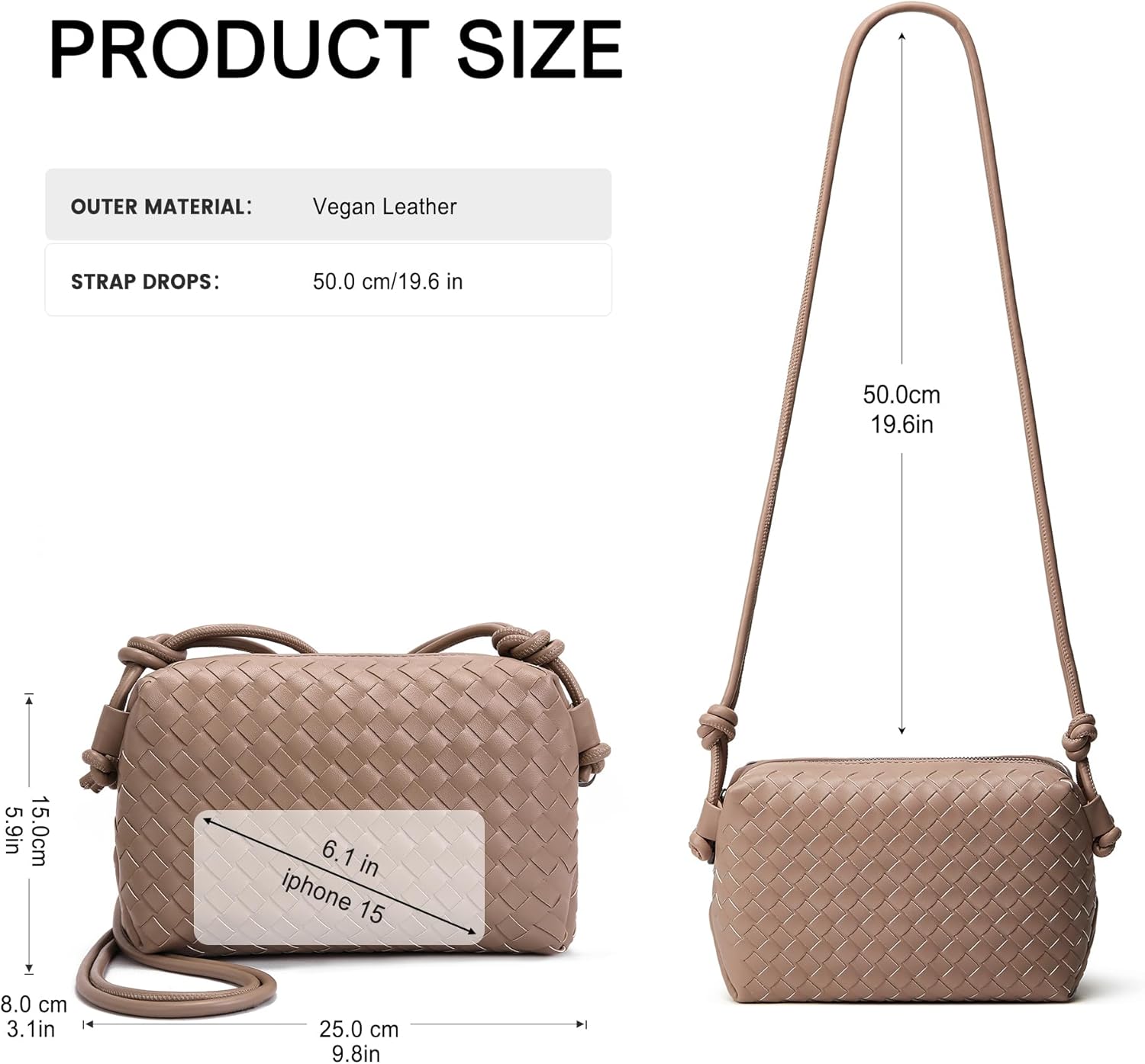 hedexe Woven Crossbody Bag for Women: Handmade Vegan Leather Purse - Quiet Luxury Minimalist for Casual Travel Daily