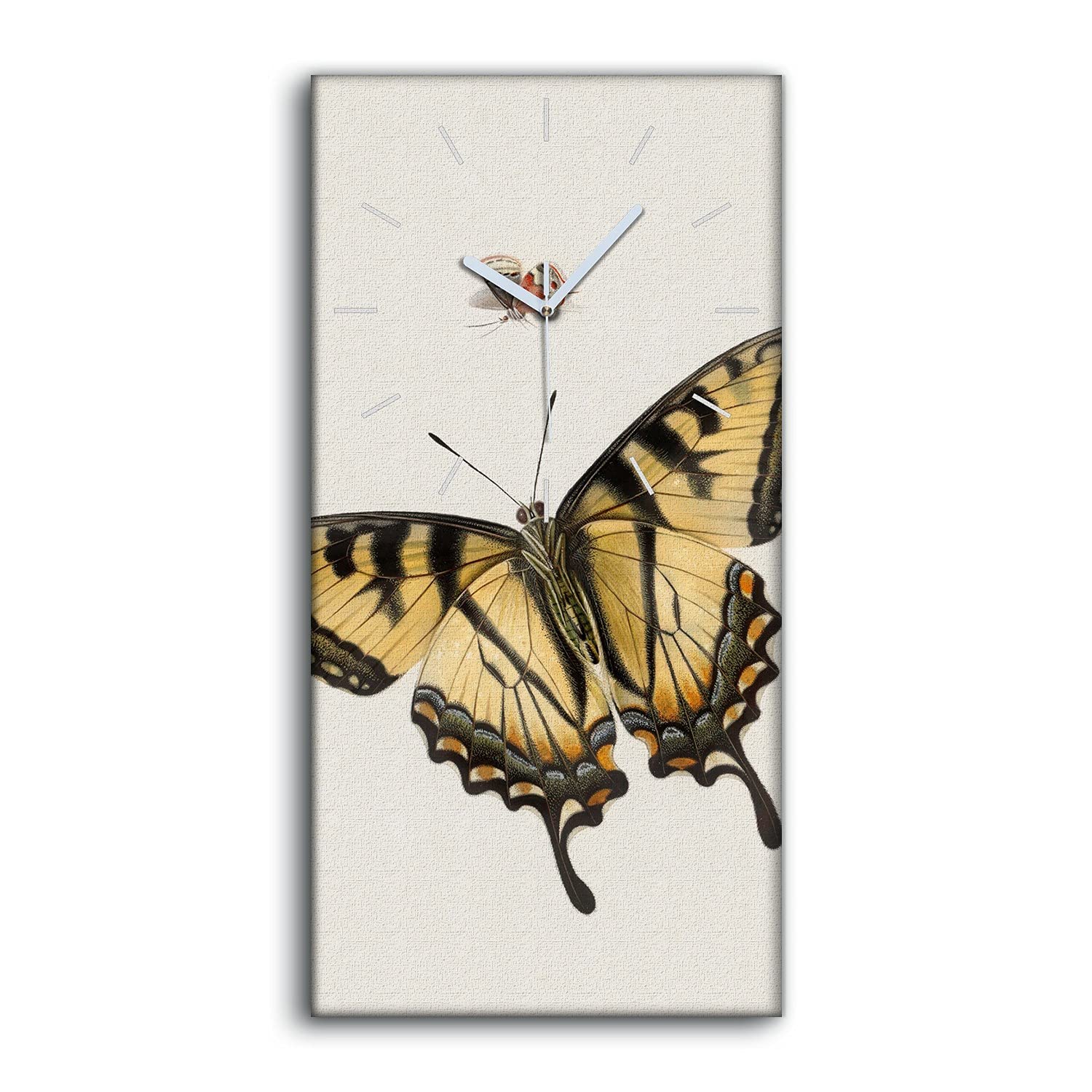 Horloge papillon coléoptère sur toile art moderne decoration murale salon 30x60