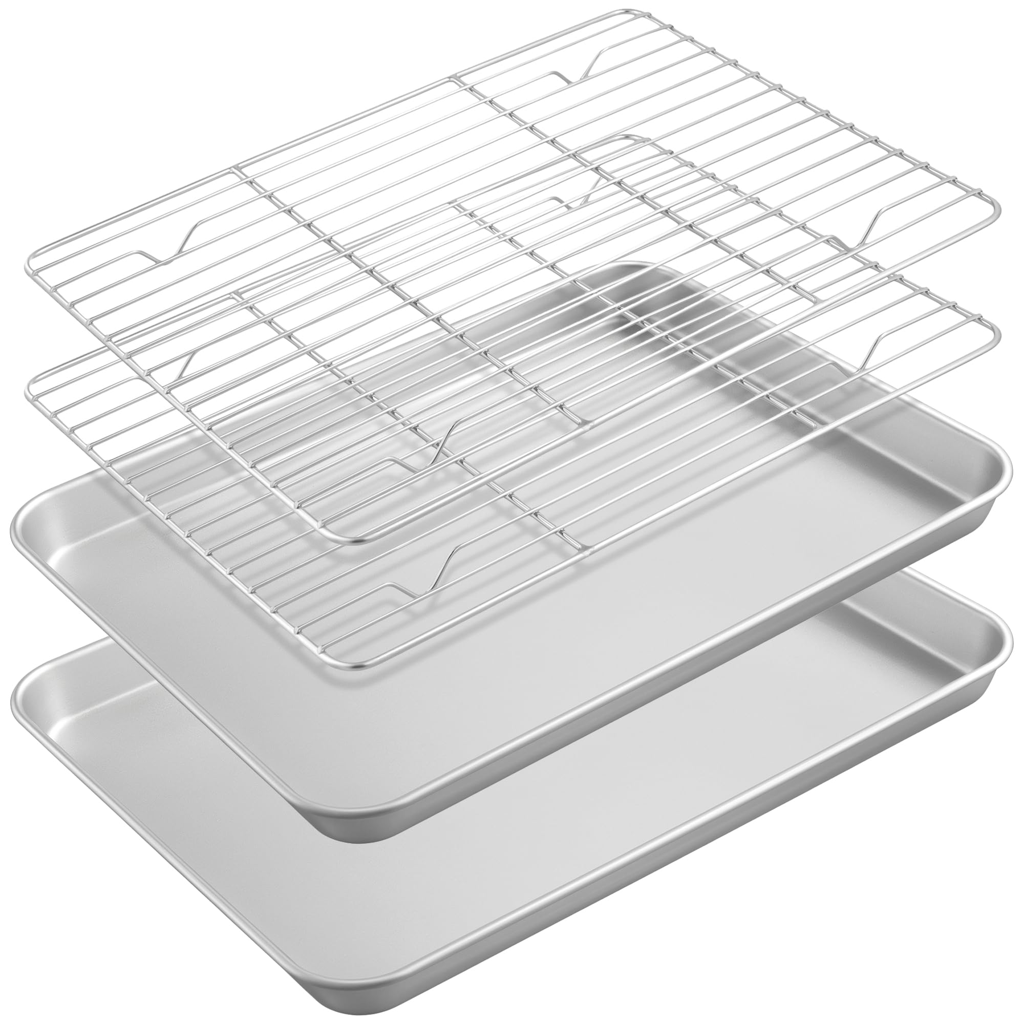 Bandeja de horno de acero inoxidable FUNSUEI con rejilla 31,5x24,5 cm