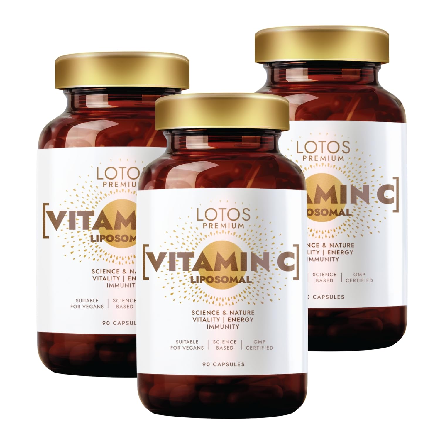 Vitamin C - Hochdosiert 900mg pro Tagesdosis Liposomal Vitamin C - Liposomales Technologie garantiert volle Vitaminabsorption - 90 Kapseln 3er-Pack - Vegan, GMP Qualität
