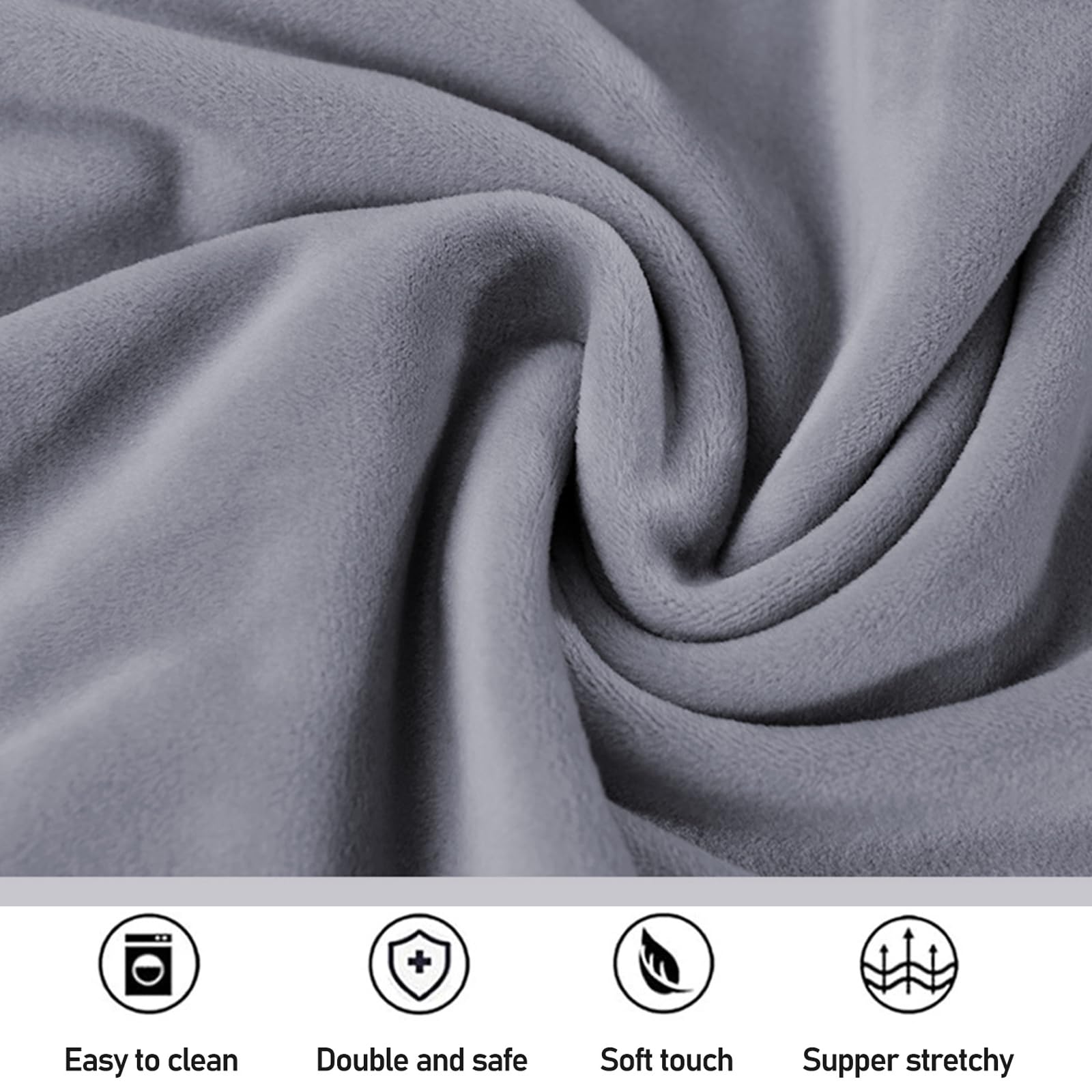 Funda elástica para camilla de masaje con agujero, 80 x 190 cm, terciopelo de cristal, funda gruesa lavable, suave, transpirable, adecuada para mesas de cosméticos y bancos de terapia, color gris
